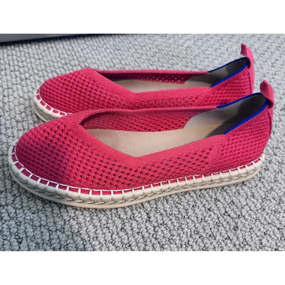 Rothy's‎ The Espadrille Flats Red Hot Size 6 Jute Midsole No Ankle Laces
